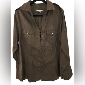 Banana Republic Brown Military Crisscross Front Closure‎ Lightweight Blouse
